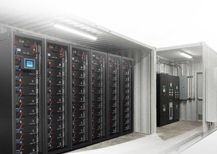 REVO UPS lithium battery cabinets in a containerized deployment